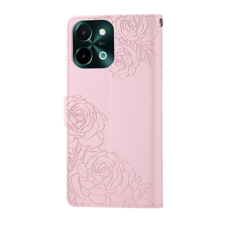 For vivo Y28 4G / Y37 Pro Rose Flower Embossed 3-Card Slots Leather Phone Case