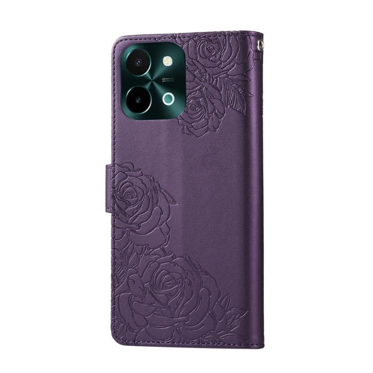 For vivo Y28 4G / Y37 Pro Rose Flower Embossed 3-Card Slots Leather Phone Case