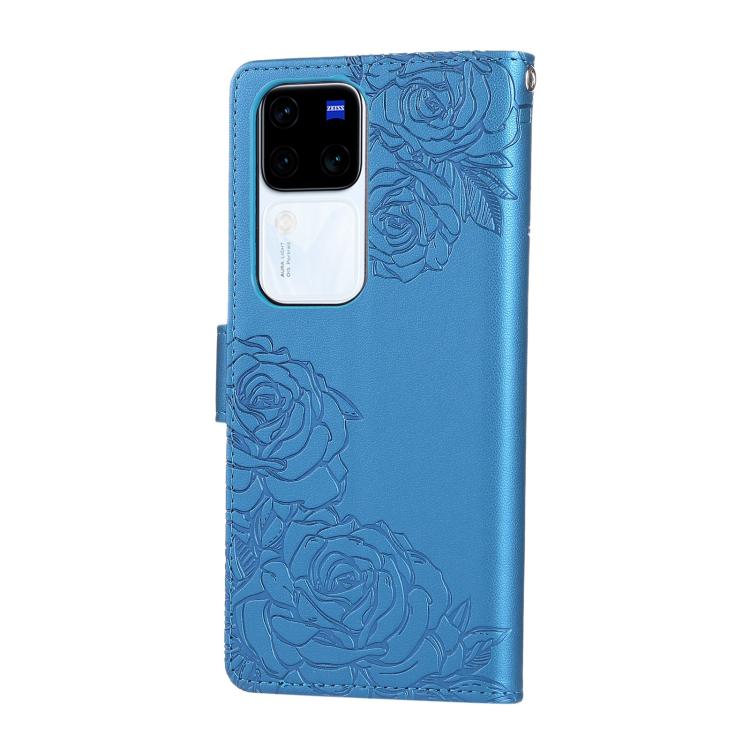 For vivo V300 5G / V300 Pro 5G Rose Flower Embossed 3-Card Slots Leather Phone Case