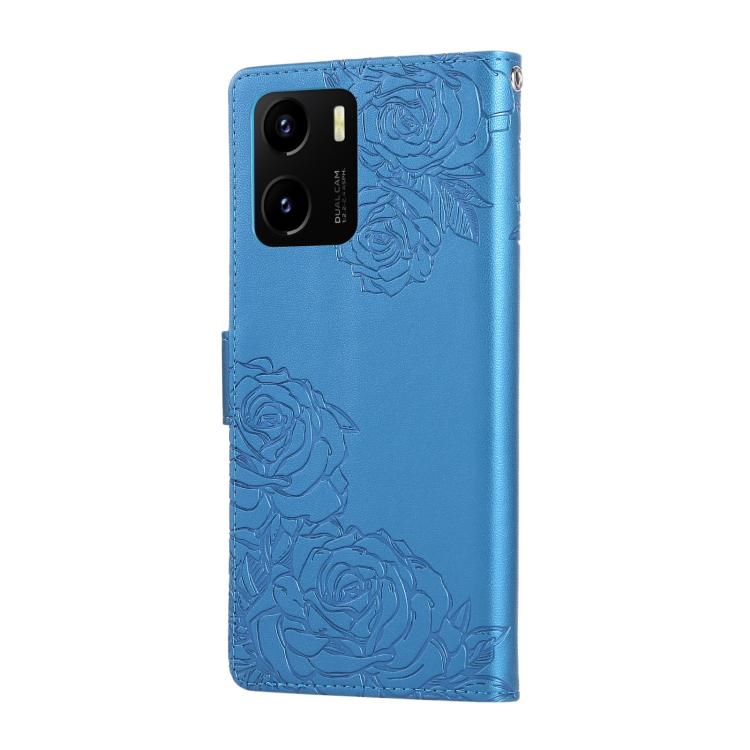 For vivo Y15s 2021 / Y10 Rose Flower Embossed 3-Card Slots Leather Phone Case