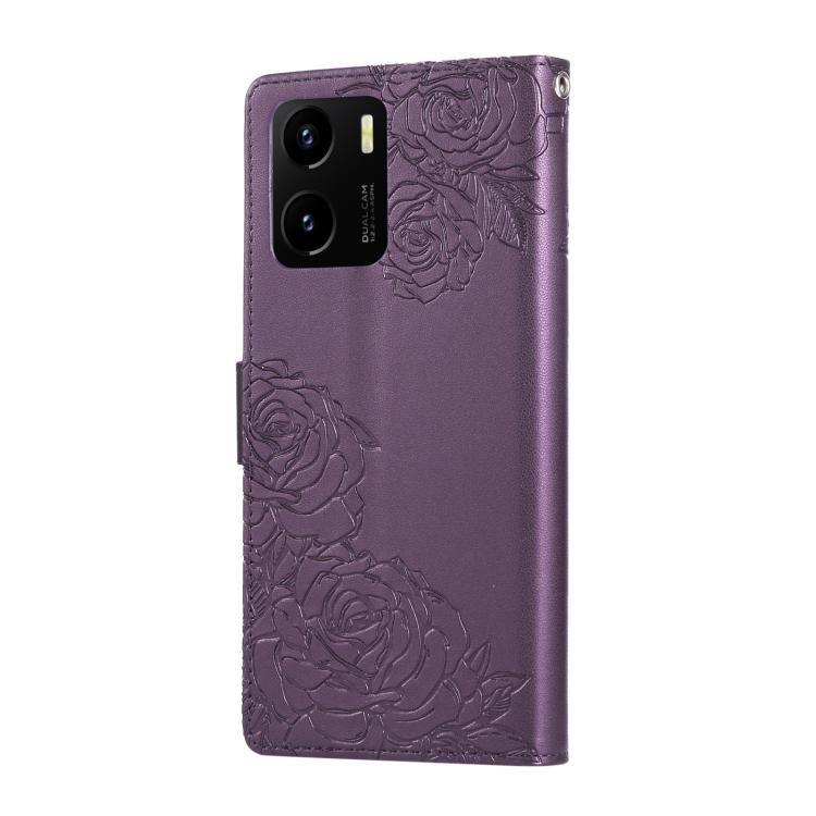 For vivo Y15s 2021 / Y10 Rose Flower Embossed 3-Card Slots Leather Phone Case