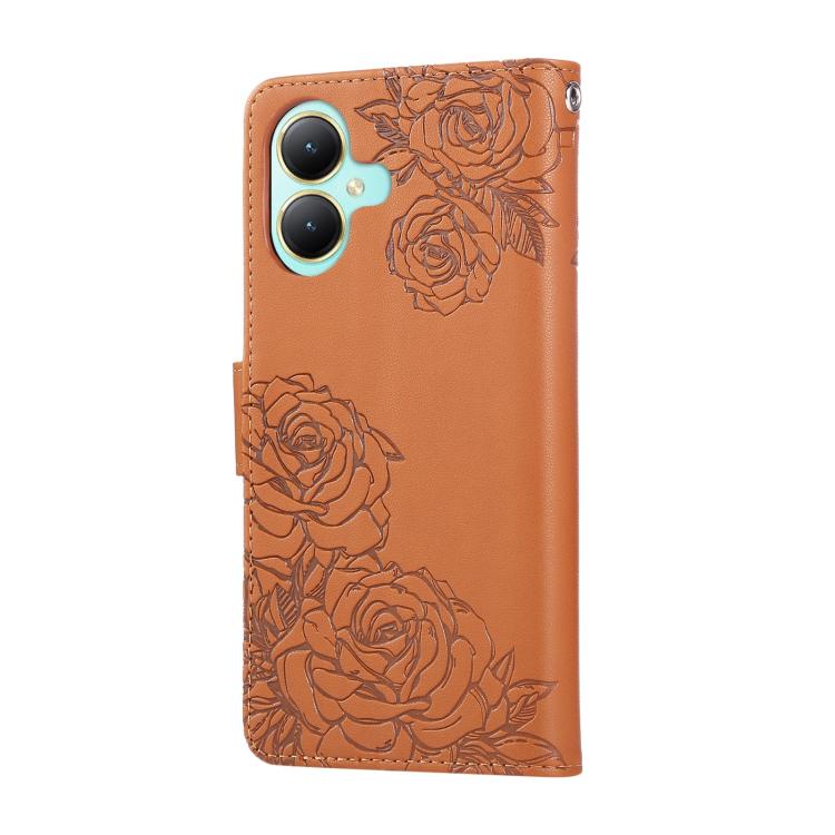 For vivo Y35M+ / Y35+ / Y27 4G Rose Flower Embossed 3-Card Slots Leather Phone Case