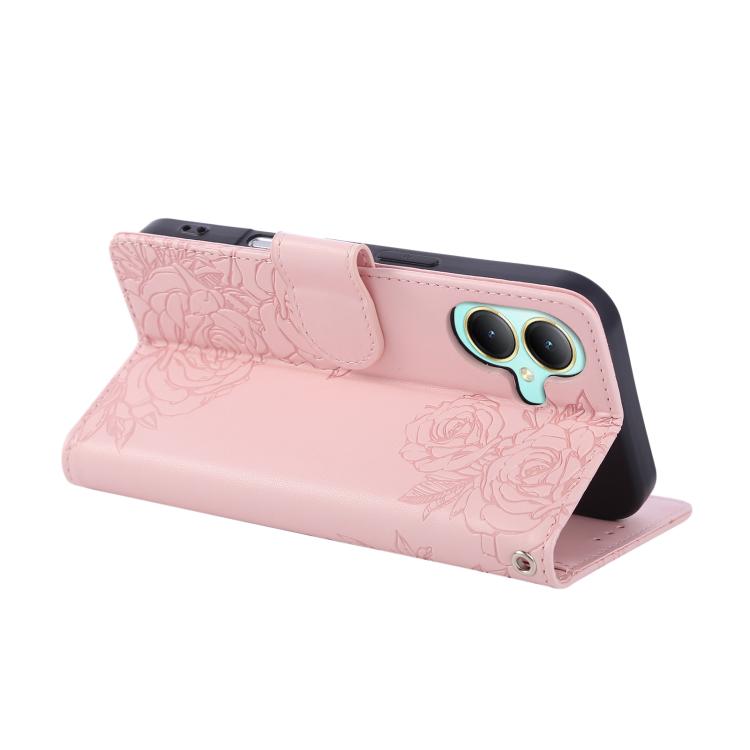 For vivo Y35M+ / Y35+ / Y27 4G Rose Flower Embossed 3-Card Slots Leather Phone Case