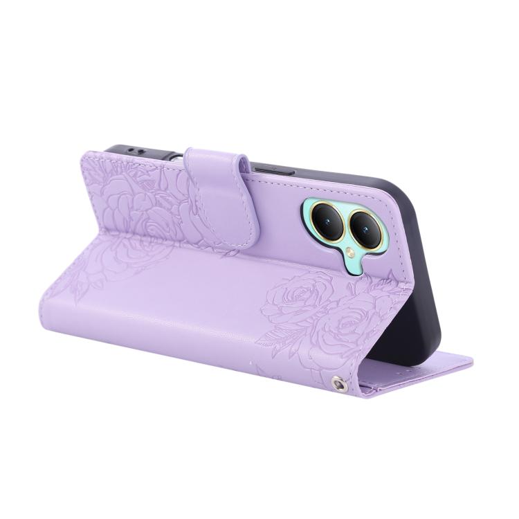 For vivo Y35M+ / Y35+ / Y27 4G Rose Flower Embossed 3-Card Slots Leather Phone Case
