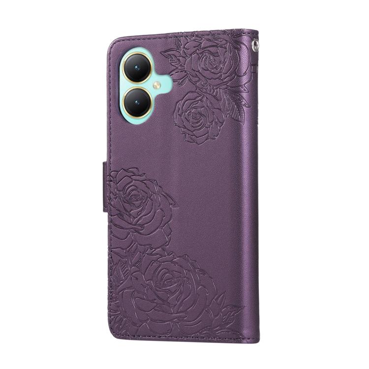 For vivo Y35M+ / Y35+ / Y27 4G Rose Flower Embossed 3-Card Slots Leather Phone Case