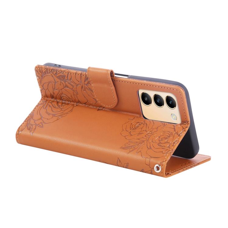For vivo Y200e 5G Global / Y100 IDN Rose Flower Embossed 3-Card Slots Leather Phone Case