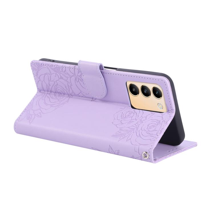 For vivo Y200e 5G Global / Y100 IDN Rose Flower Embossed 3-Card Slots Leather Phone Case