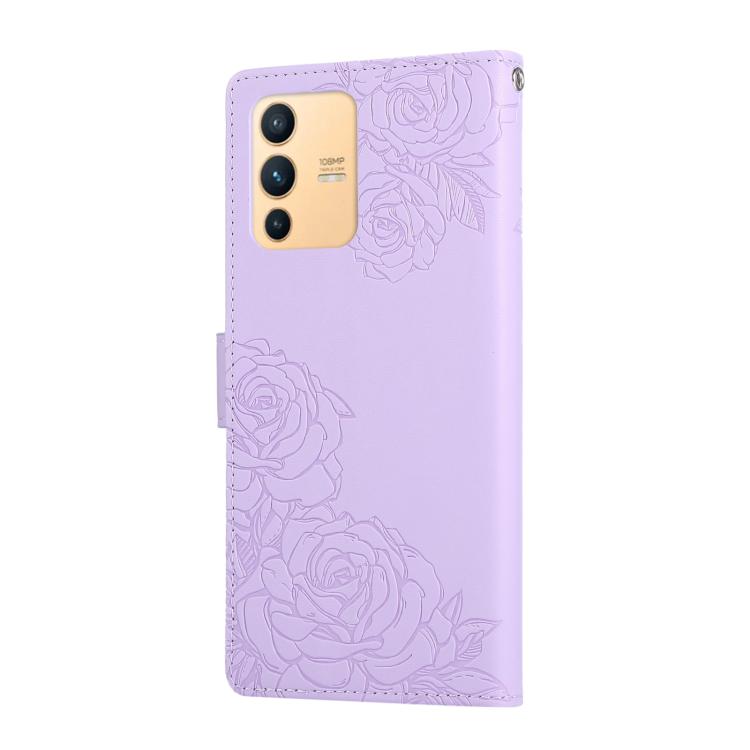 For vivo S12 / V23 5G Rose Flower Embossed 3-Card Slots Leather Phone Case