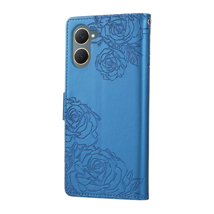For vivo Y03 4G / Y18 / Y28s Rose Flower Embossed 3-Card Slots Leather Phone Case