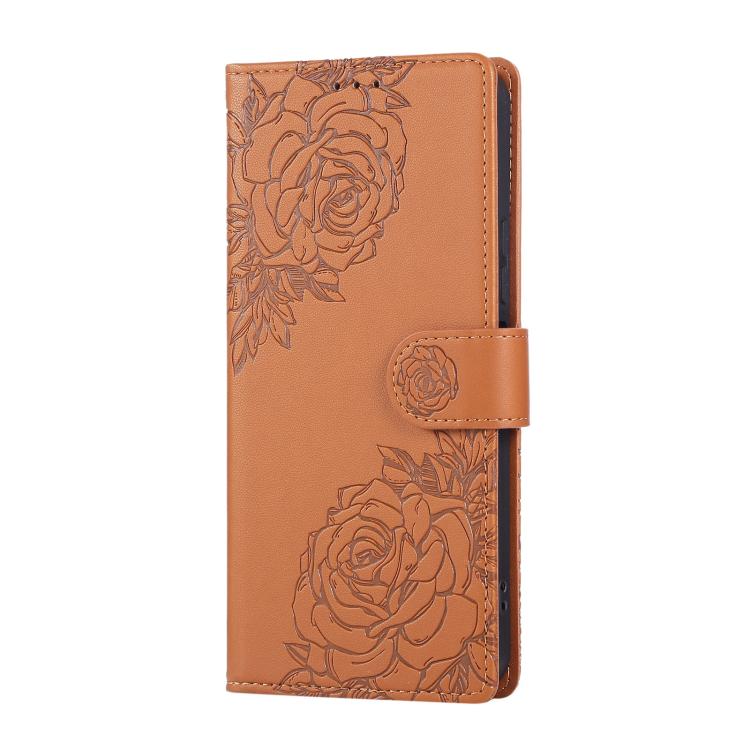 For vivo Y17s Rose Flower Embossed 3-Card Slots Leather Phone Case