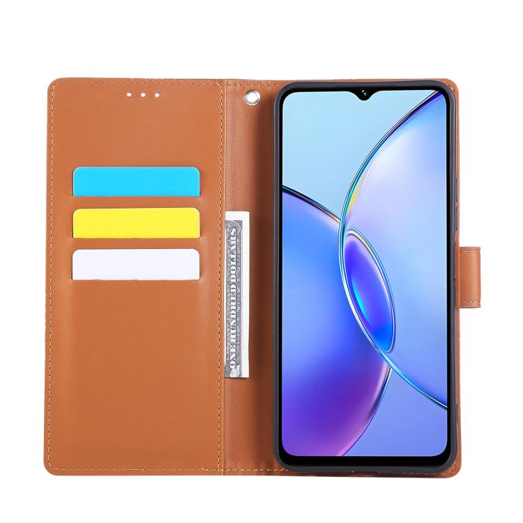 For vivo Y17s Rose Flower Embossed 3-Card Slots Leather Phone Case