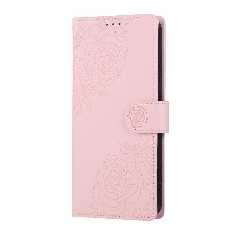For vivo Y17s Rose Flower Embossed 3-Card Slots Leather Phone Case