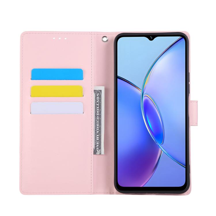 For vivo Y17s Rose Flower Embossed 3-Card Slots Leather Phone Case