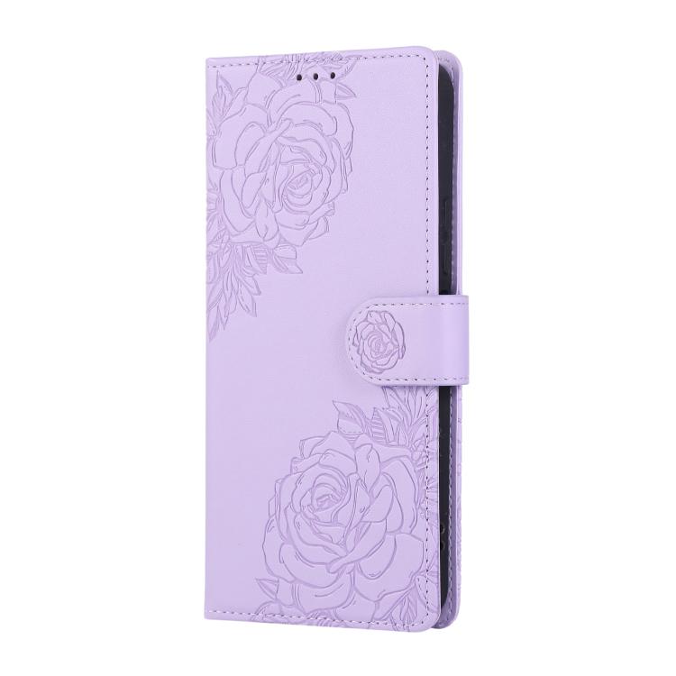 For vivo Y17s Rose Flower Embossed 3-Card Slots Leather Phone Case