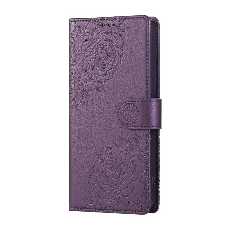 For vivo Y17s Rose Flower Embossed 3-Card Slots Leather Phone Case