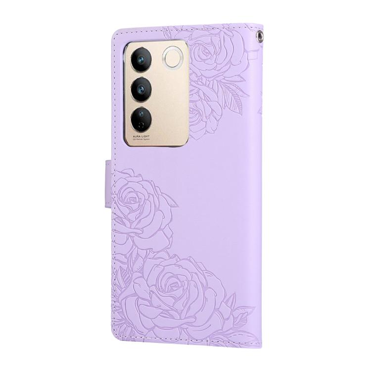 For vivo S16 / S16 Pro / V27 Rose Flower Embossed 3-Card Slots Leather Phone Case