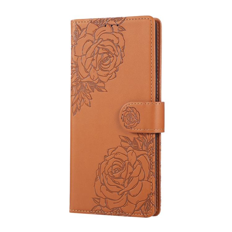 For vivo S17 / S17 Pro / S17t Rose Flower Embossed 3-Card Slots Leather Phone Case