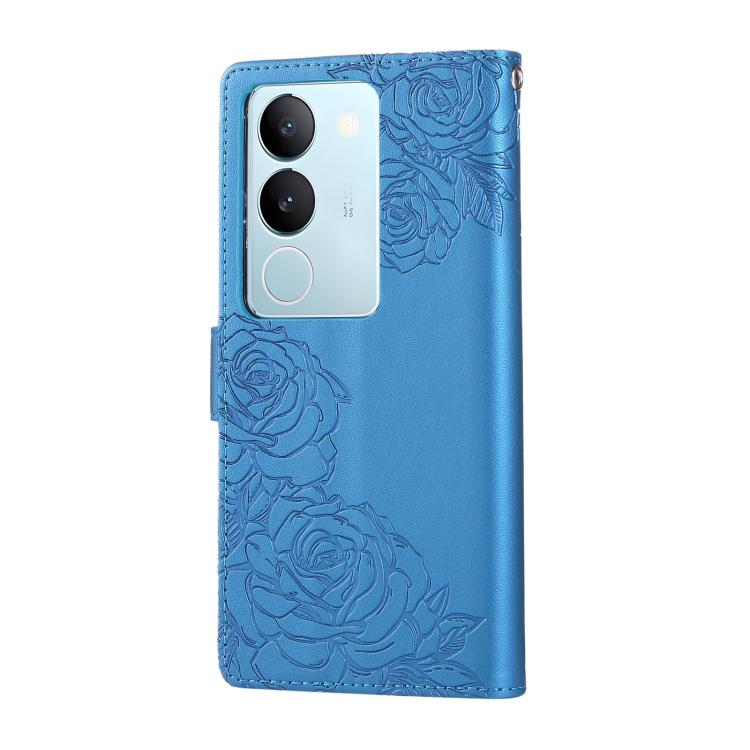 For vivo S17 / S17 Pro / S17t Rose Flower Embossed 3-Card Slots Leather Phone Case