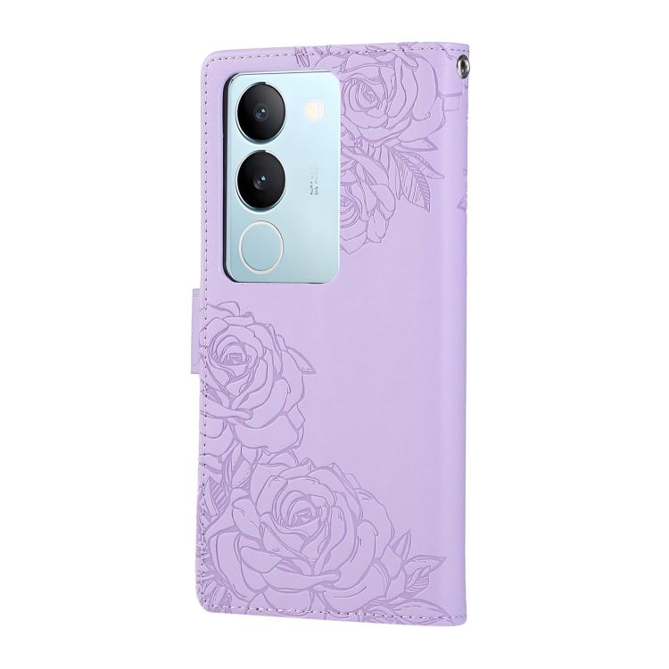 For vivo S17 / S17 Pro / S17t Rose Flower Embossed 3-Card Slots Leather Phone Case
