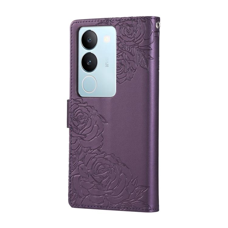 For vivo S17 / S17 Pro / S17t Rose Flower Embossed 3-Card Slots Leather Phone Case