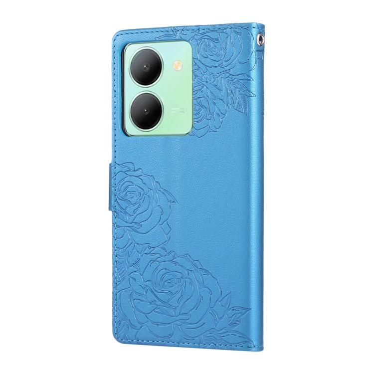 For vivo Y36 5G Global Rose Flower Embossed 3-Card Slots Leather Phone Case