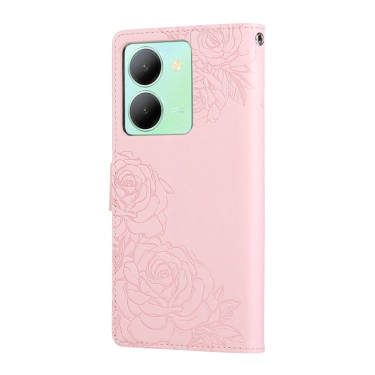 For vivo Y36 5G Global Rose Flower Embossed 3-Card Slots Leather Phone Case