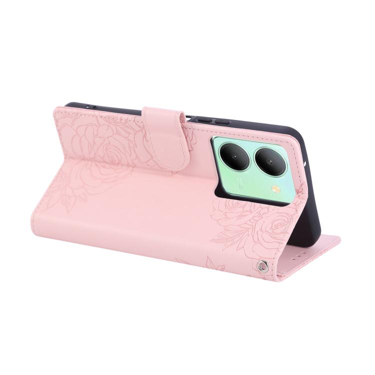 For vivo Y36 5G Global Rose Flower Embossed 3-Card Slots Leather Phone Case