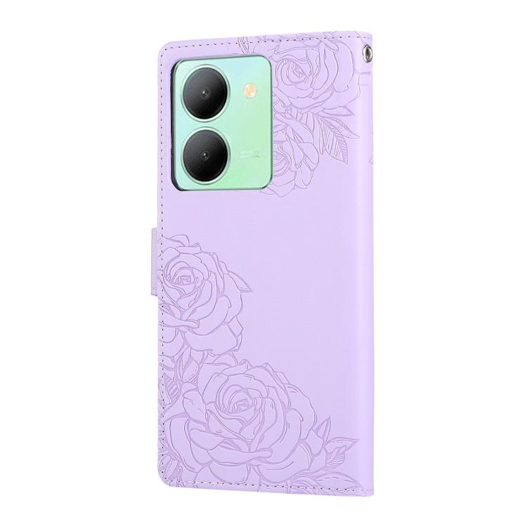 For vivo Y36 5G Global Rose Flower Embossed 3-Card Slots Leather Phone Case