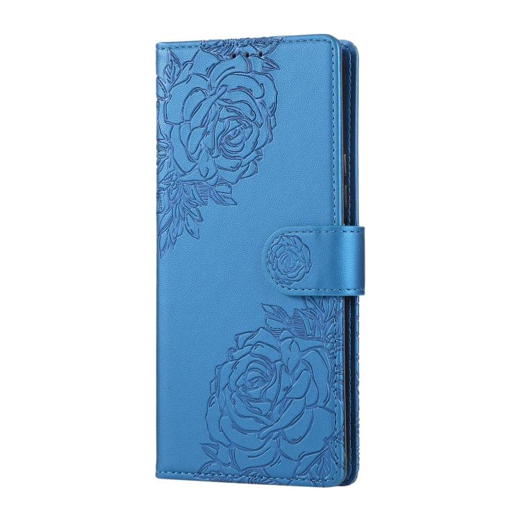 For vivo Y76s 5G / Y76 5G Rose Flower Embossed 3-Card Slots Leather Phone Case
