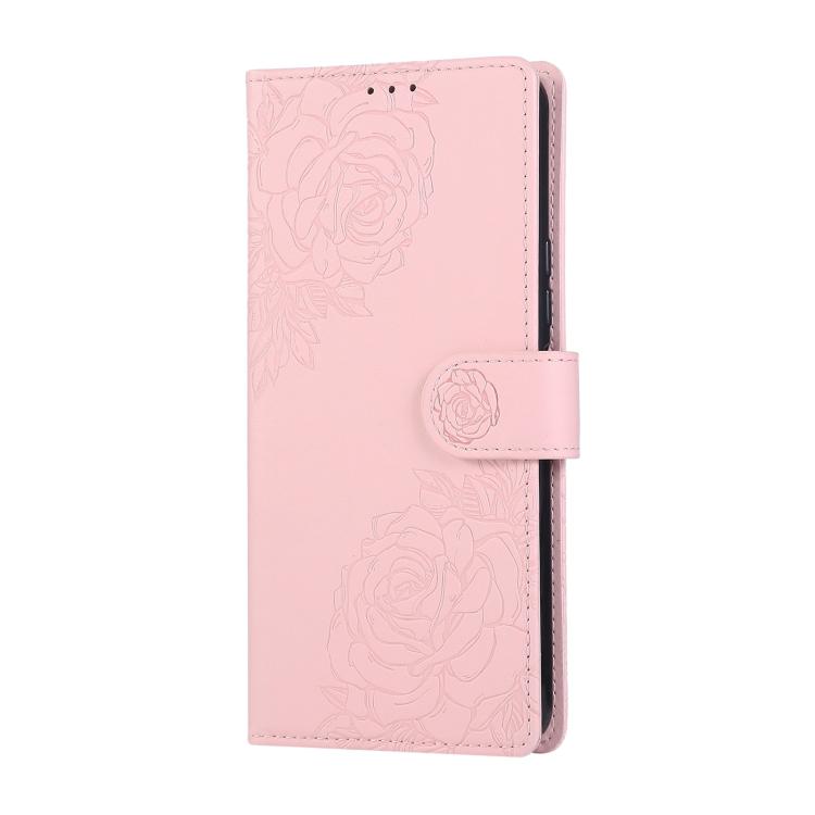 For vivo Y76s 5G / Y76 5G Rose Flower Embossed 3-Card Slots Leather Phone Case