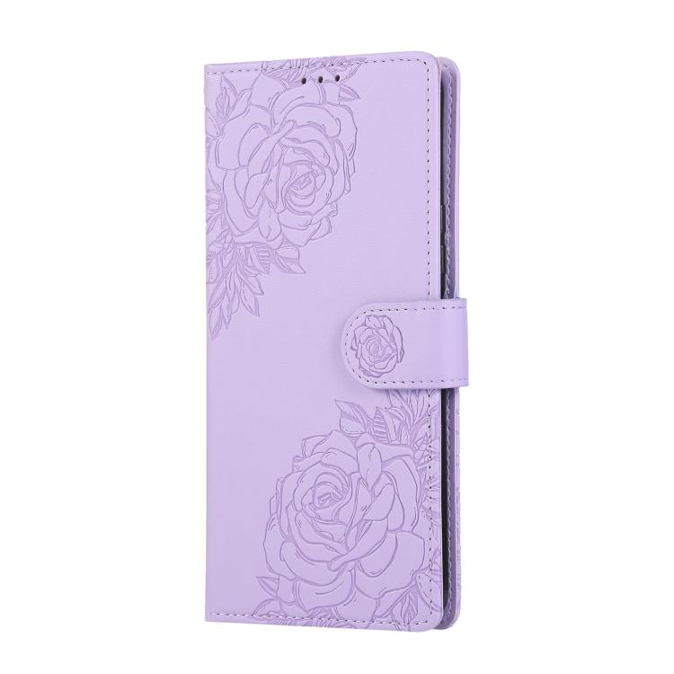 For vivo Y76s 5G / Y76 5G Rose Flower Embossed 3-Card Slots Leather Phone Case