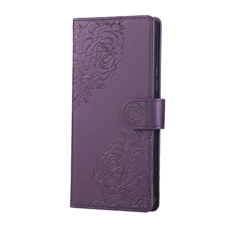 For vivo Y76s 5G / Y76 5G Rose Flower Embossed 3-Card Slots Leather Phone Case