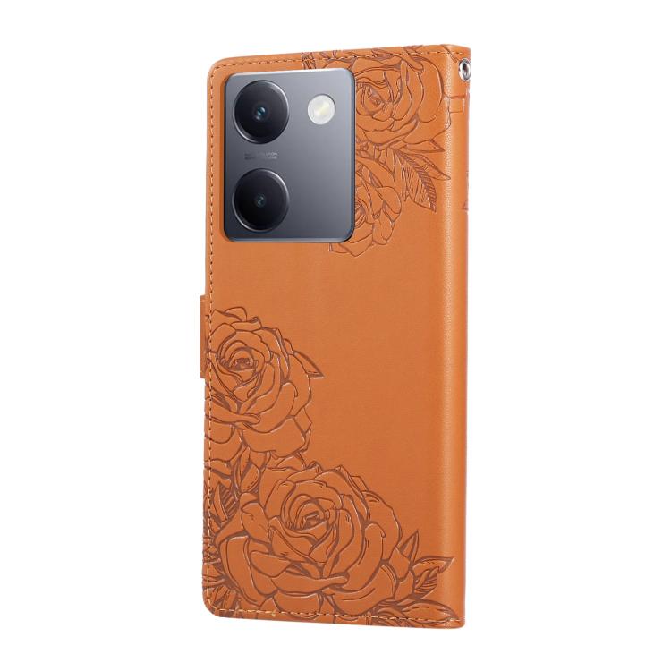 For vivo Y200 Pro 5G Rose Flower Embossed 3-Card Slots Leather Phone Case