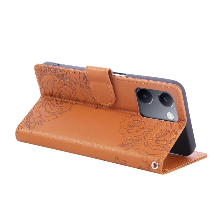 For vivo Y200 Pro 5G Rose Flower Embossed 3-Card Slots Leather Phone Case