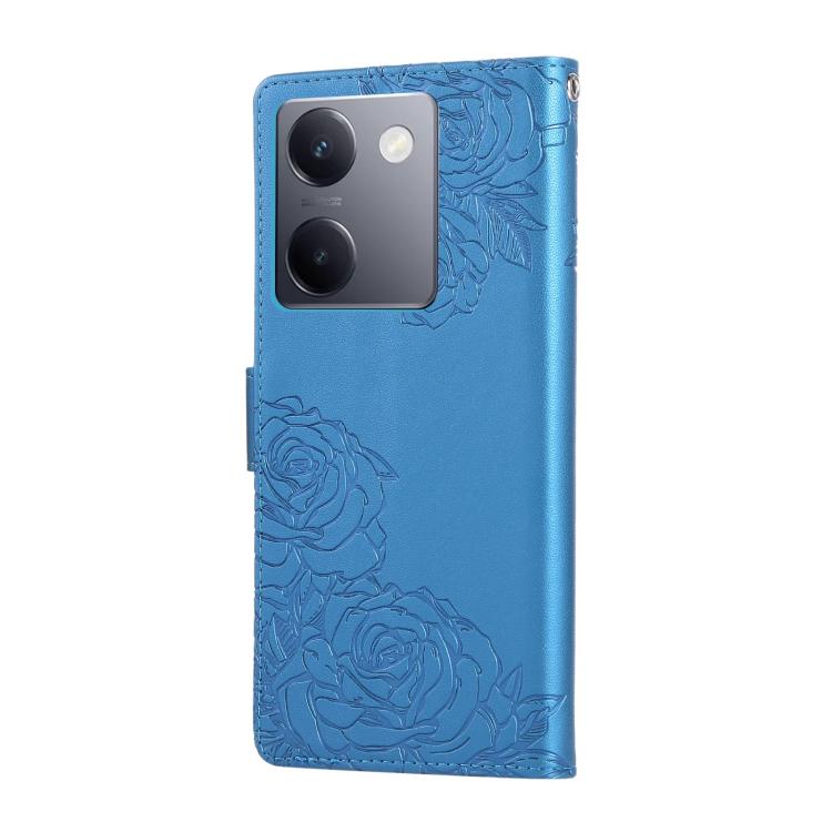 For vivo Y200 Pro 5G Rose Flower Embossed 3-Card Slots Leather Phone Case
