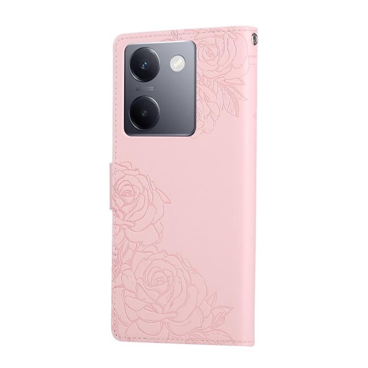 For vivo Y200 Pro 5G Rose Flower Embossed 3-Card Slots Leather Phone Case