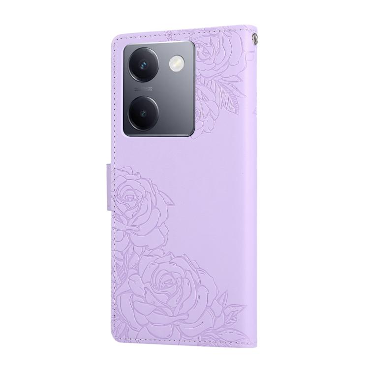For vivo Y200 Pro 5G Rose Flower Embossed 3-Card Slots Leather Phone Case