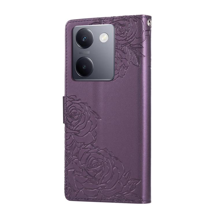For vivo Y200 Pro 5G Rose Flower Embossed 3-Card Slots Leather Phone Case