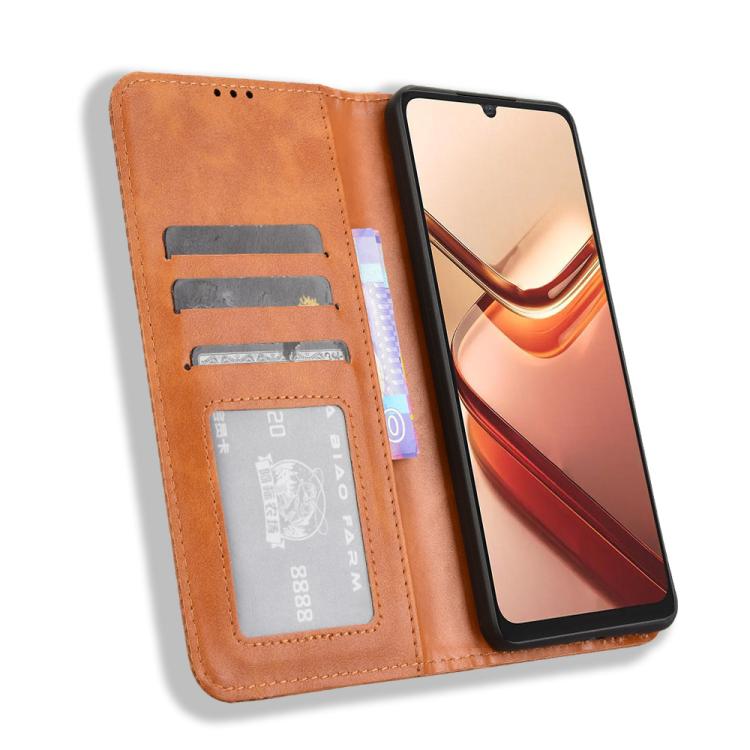 For Doogee Note 58 / Note 58 Pro Magnetic Buckle Retro Texture Leather Phone Case