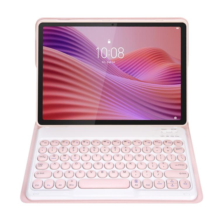 For Lenovo Tab 10.1 / ZhaoYang K10C 10.1 YAM29 Ultra-thin Detachable Round Keycap Bluetooth Keyboard Leather Tablet Case