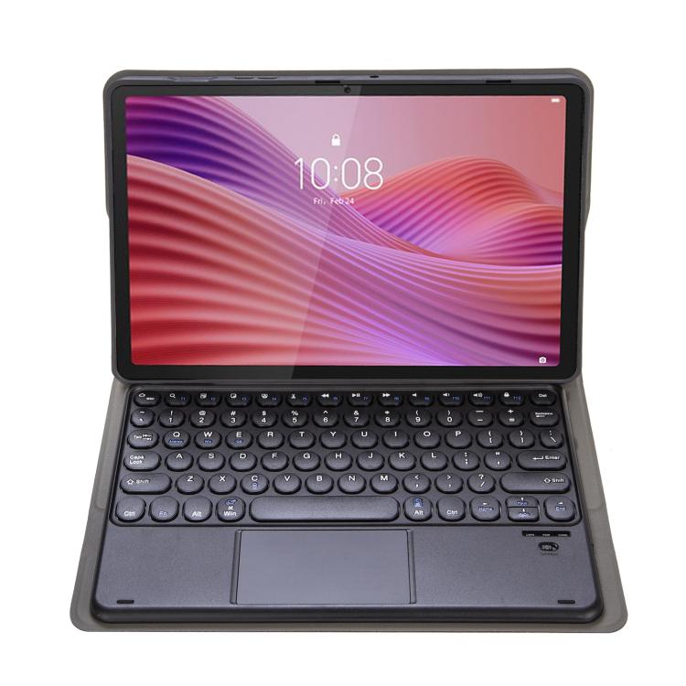 For Lenovo Tab 10.1 / ZhaoYang K10C 10.1 YAM29-A Ultra-thin Detachable Round Keycap Bluetooth Keyboard Leather Tablet Case with Touchpad