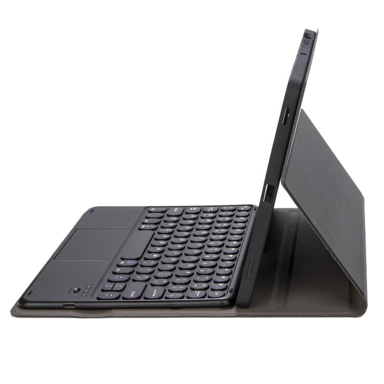 For Lenovo Tab 10.1 / ZhaoYang K10C 10.1 YAM29-A Ultra-thin Detachable Round Keycap Bluetooth Keyboard Leather Tablet Case with Touchpad