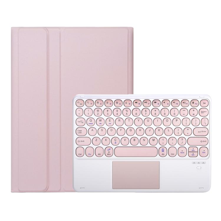 For Lenovo Tab 10.1 / ZhaoYang K10C 10.1 YAM29-A Ultra-thin Detachable Round Keycap Bluetooth Keyboard Leather Tablet Case with Touchpad