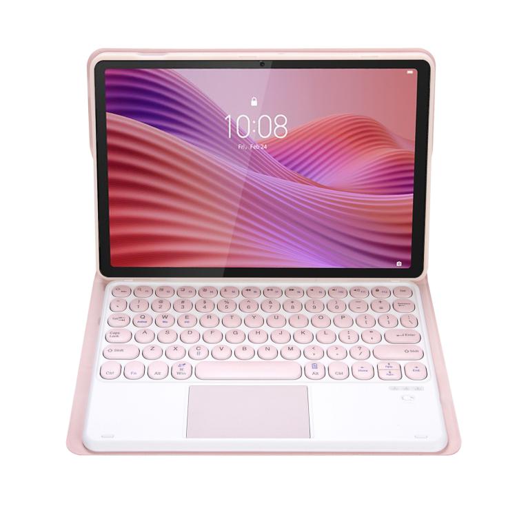 For Lenovo Tab 10.1 / ZhaoYang K10C 10.1 YAM29-A Ultra-thin Detachable Round Keycap Bluetooth Keyboard Leather Tablet Case with Touchpad