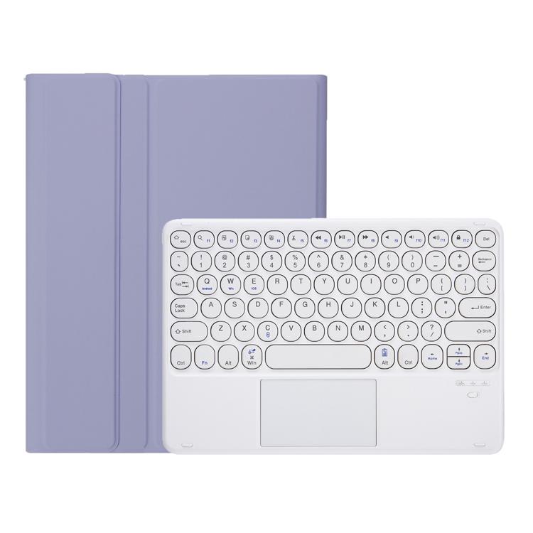 For Lenovo Tab 10.1 / ZhaoYang K10C 10.1 YAM29-A Ultra-thin Detachable Round Keycap Bluetooth Keyboard Leather Tablet Case with Touchpad