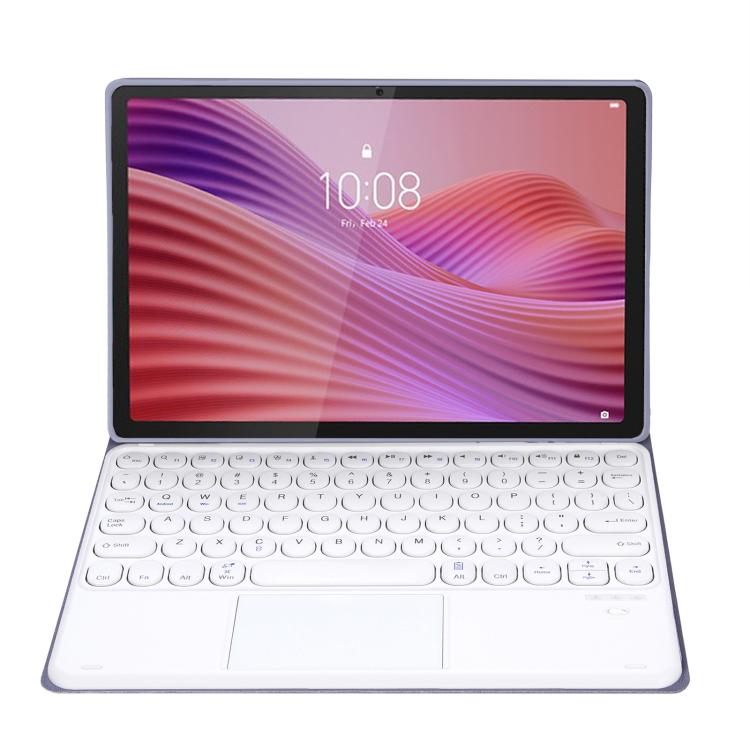 For Lenovo Tab 10.1 / ZhaoYang K10C 10.1 YAM29-A Ultra-thin Detachable Round Keycap Bluetooth Keyboard Leather Tablet Case with Touchpad