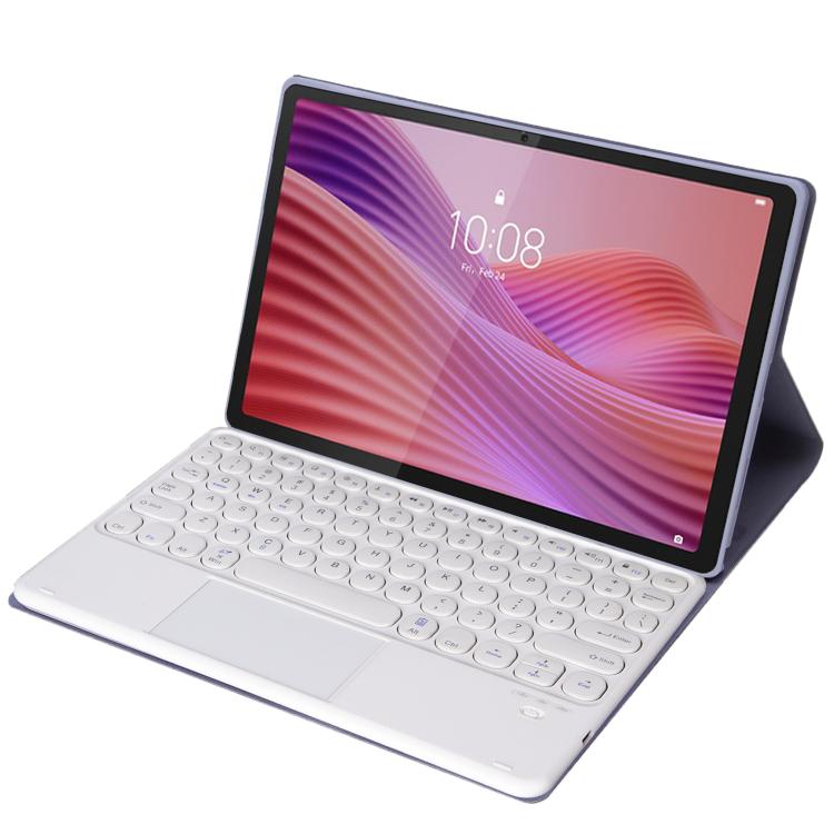 For Lenovo Tab 10.1 / ZhaoYang K10C 10.1 YAM29-A Ultra-thin Detachable Round Keycap Bluetooth Keyboard Leather Tablet Case with Touchpad