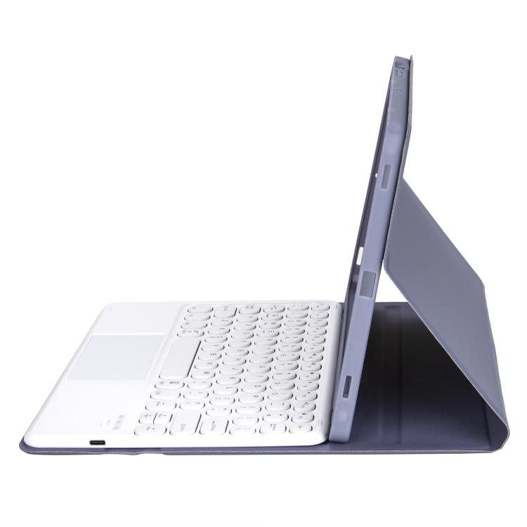 For Lenovo Tab 10.1 / ZhaoYang K10C 10.1 YAM29-A Ultra-thin Detachable Round Keycap Bluetooth Keyboard Leather Tablet Case with Touchpad