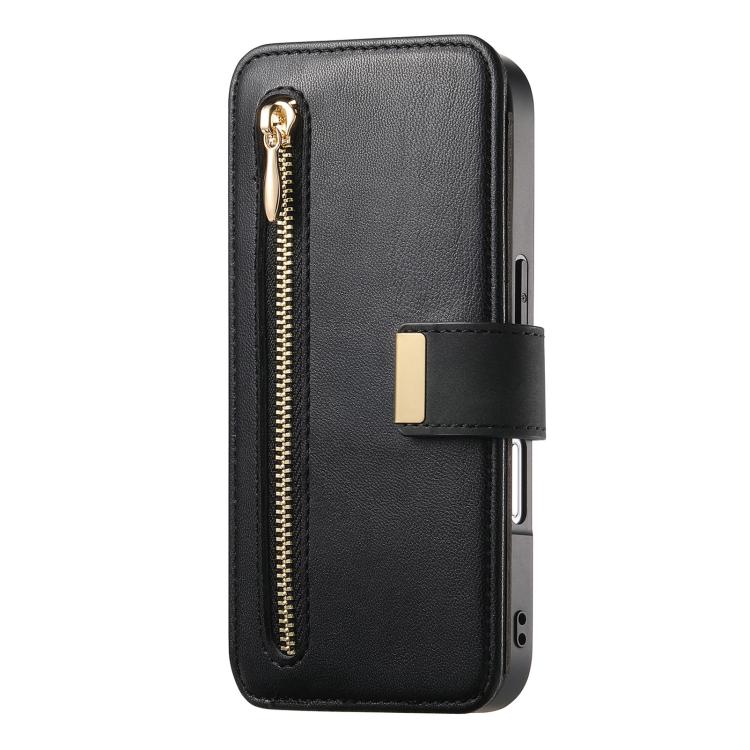 For iPhone 16 Pro Max Ring Zipper Wallet RFID Blocking MagSafe Leather Phone Case