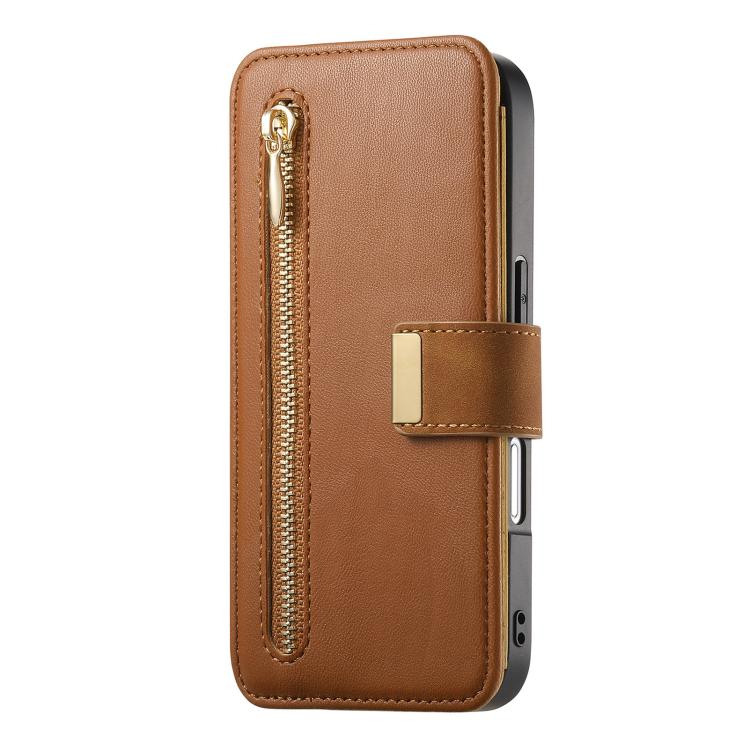 For iPhone 16 Pro Max Ring Zipper Wallet RFID Blocking MagSafe Leather Phone Case